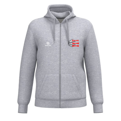 Sweat zippé à capuche Saint Yrieix Basket- Origine - Gris
